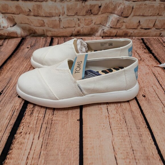 Tom's Alpargata Mallow Casual White Canvas Slip-On Shoes with Leopard Insole 6 - Picture 6 of 12